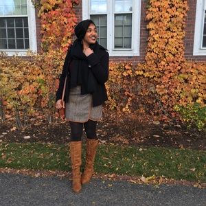 Topshop Tweed Suede Rimmed Mini Skirt